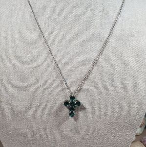 RARE NEON APPATITE SILVER CROSS NECKLACE